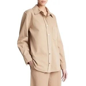 Vince Women's Twill Cotton Button Up Relaxed Shirt in Camel